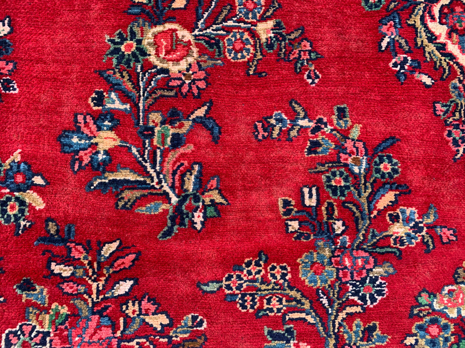 12'2" x 8'10" Hand-Knotted Persian Wool Rug – Red, Ivory & Navy Floral Medallion Design – KBHM-758