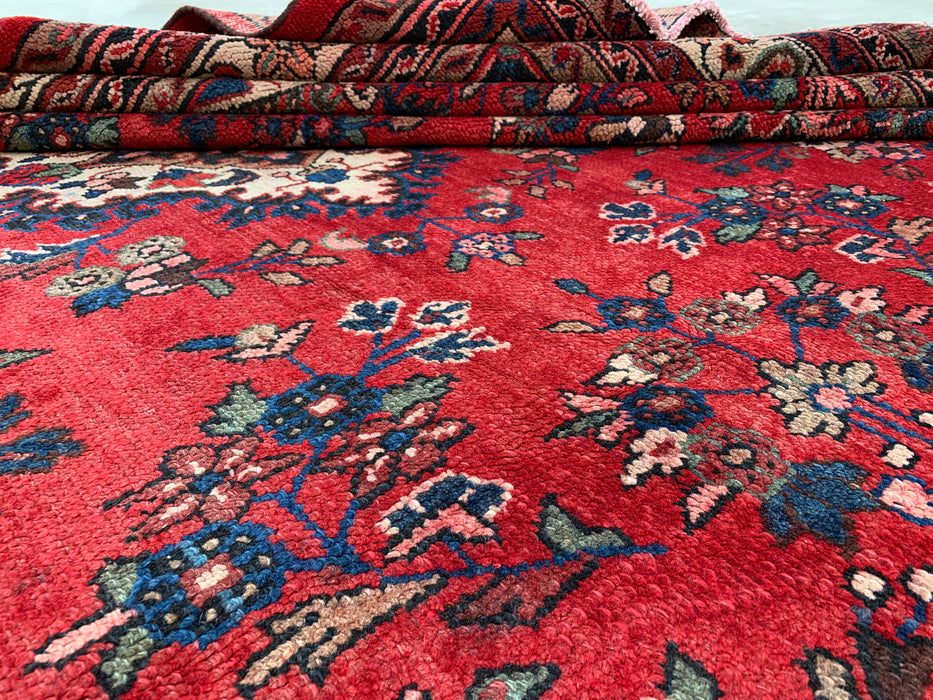 11'5" x 8'9" Hand-Knotted Persian Wool Rug – Red, Ivory & Blue Floral Medallion Design – KBHM-759