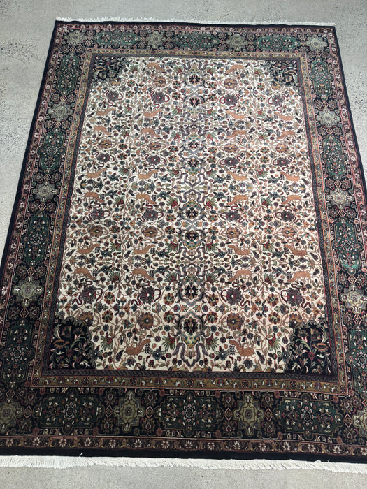 8’x10’ Hand-Knotted Persian-Style (Indo-Persian) Wool Area Rug- Multi/Green