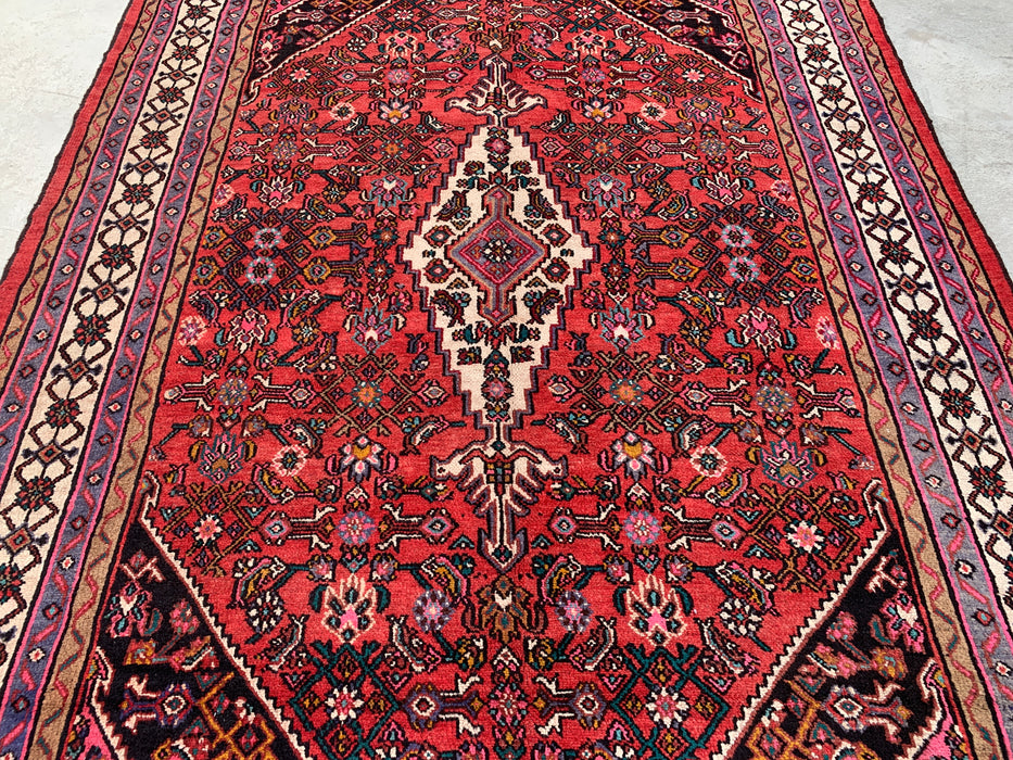 10'1" x 7'2" Hand-Knotted Persian Wool Rug – Red, Ivory & Navy Geometric Medallion Design – KBHM-760