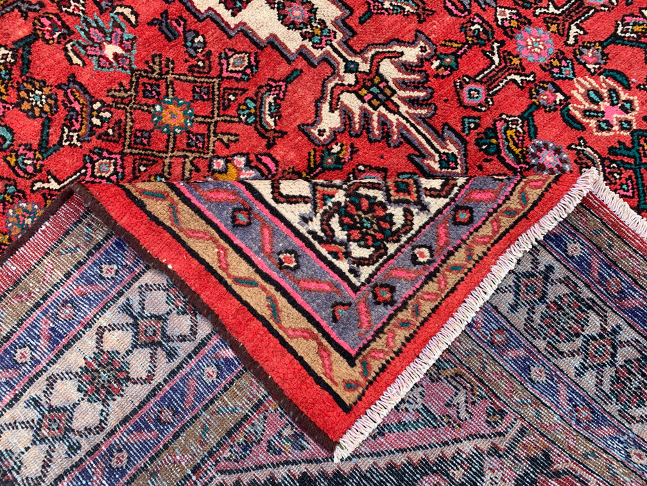 10'1" x 7'2" Hand-Knotted Persian Wool Rug – Red, Ivory & Navy Geometric Medallion Design – KBHM-760