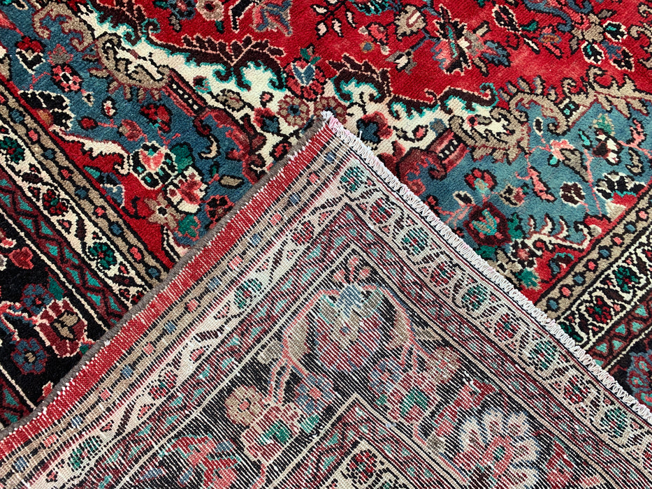 11'5" x 8'6" Hand-Knotted Persian Wool Rug – Red, Ivory & Blue Floral Medallion Design – KBHM-761