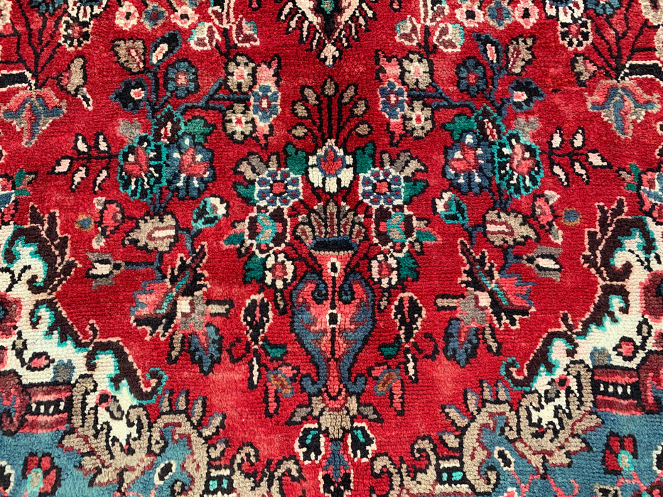 11'5" x 8'6" Hand-Knotted Persian Wool Rug – Red, Ivory & Blue Floral Medallion Design – KBHM-761