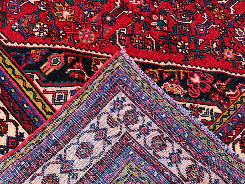 11'6" x 8'5" Hand-Knotted Persian Wool Rug – Red, Ivory & Navy Tribal Medallion Design – KBHM-762