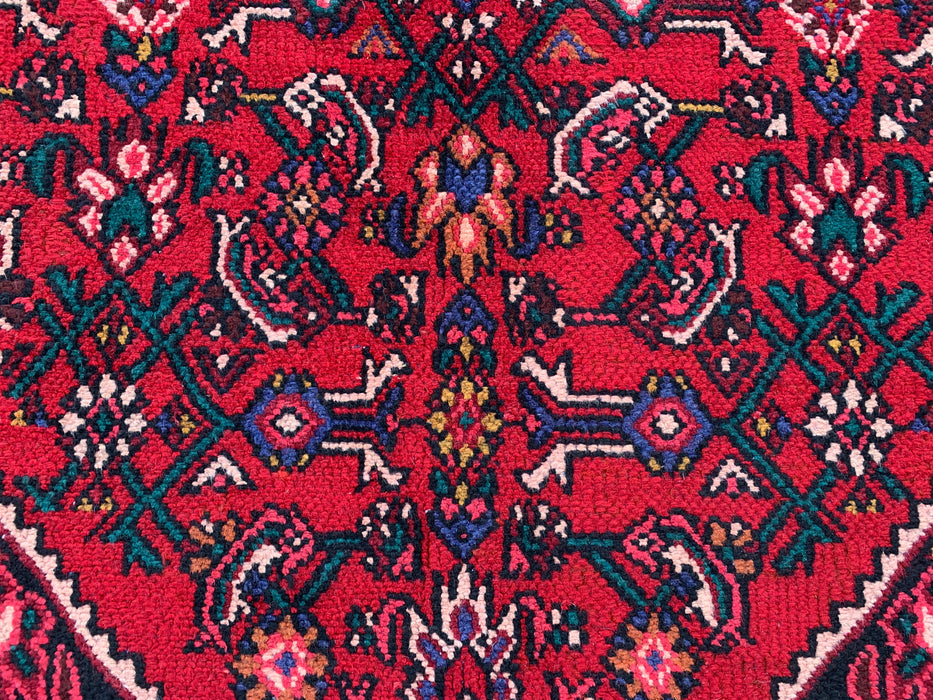 11'6" x 8'5" Hand-Knotted Persian Wool Rug – Red, Ivory & Navy Tribal Medallion Design – KBHM-762