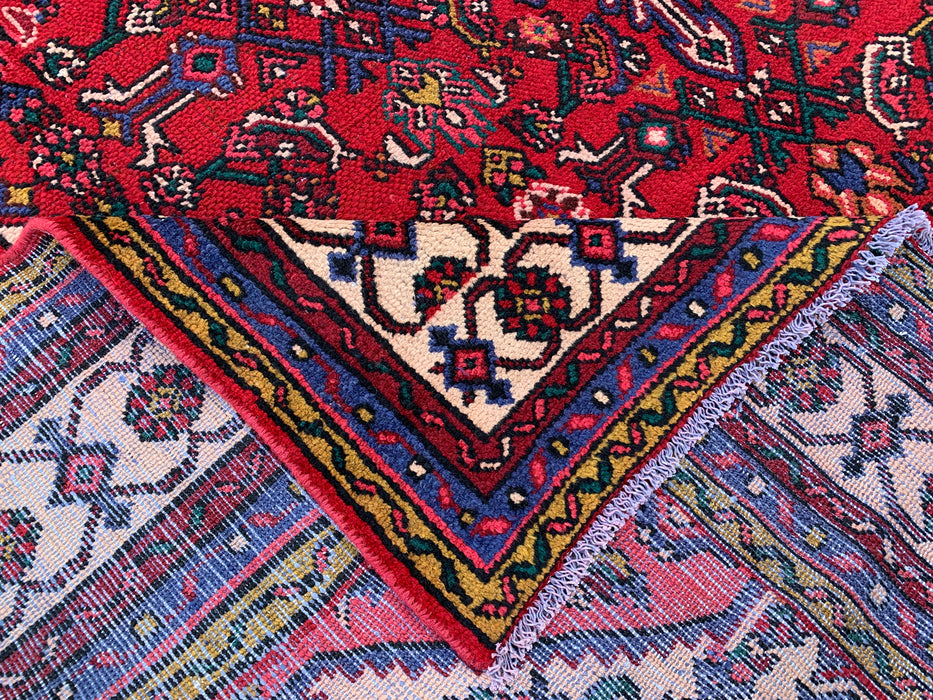 11'6" x 8'5" Hand-Knotted Persian Wool Rug – Red, Ivory & Navy Tribal Medallion Design – KBHM-762