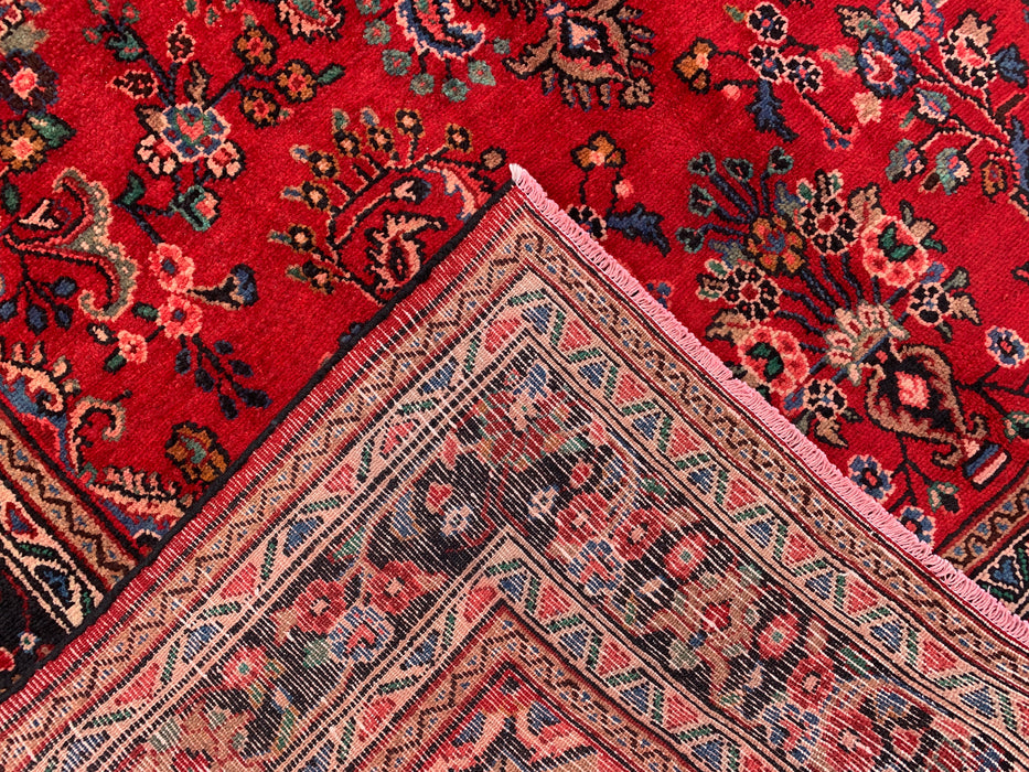 Handmade Persian Wool Area Rug 7x10 - Red, Navy & Ivory Floral Medallion Persian Style Rug - Exact Size 9'9" x 7'0" - KBHM-763