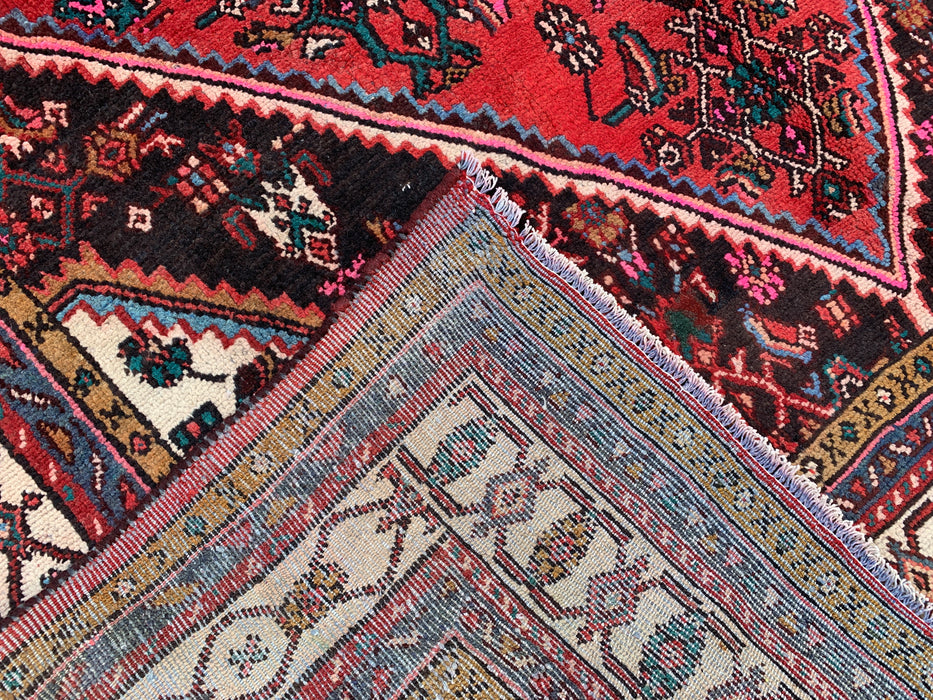 9'10" x 8'0" Hand-Knotted Persian Wool Rug – Red, Ivory & Navy Tribal Medallion Design – KBHM-764