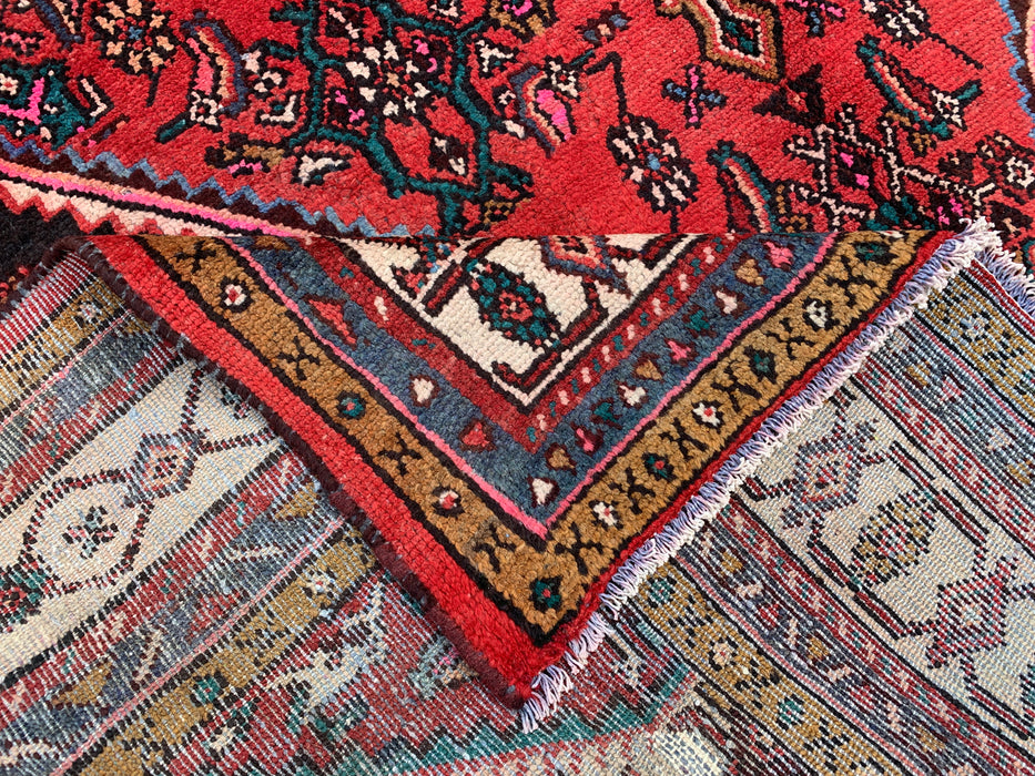 9'10" x 8'0" Hand-Knotted Persian Wool Rug – Red, Ivory & Navy Tribal Medallion Design – KBHM-764