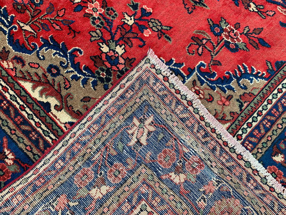 11'6" x 8'6" Hand-Knotted Persian Wool Rug – Red, Ivory & Blue Floral Medallion Design – KBHM-765