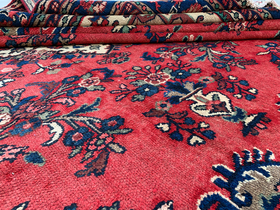 11'6" x 8'6" Hand-Knotted Persian Wool Rug – Red, Ivory & Blue Floral Medallion Design – KBHM-765
