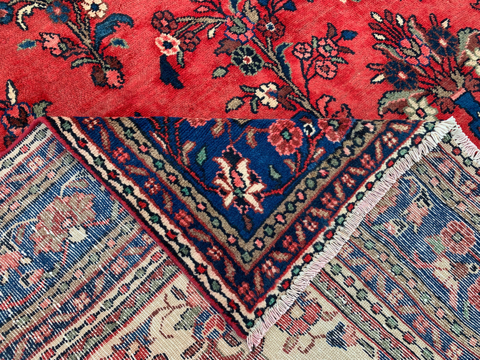 11'6" x 8'6" Hand-Knotted Persian Wool Rug – Red, Ivory & Blue Floral Medallion Design – KBHM-765