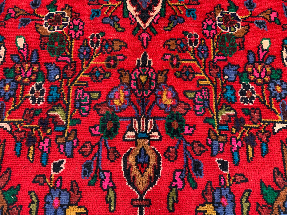 Handmade Persian Wool Area Rug 7x10 - Red, Navy & Ivory Floral Medallion Persian Style Rug - Exact Size 9'11" x 6'8" - KBHM-766