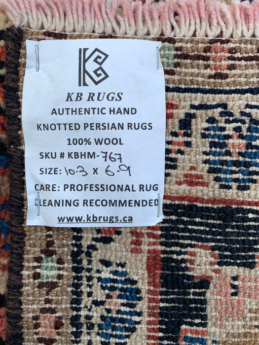 Handmade Persian Wool Area Rug 7x10 - Red, Blue & Ivory Floral Medallion Persian Style Rug - Exact Size 10'3" x 6'9" - KBHM-767