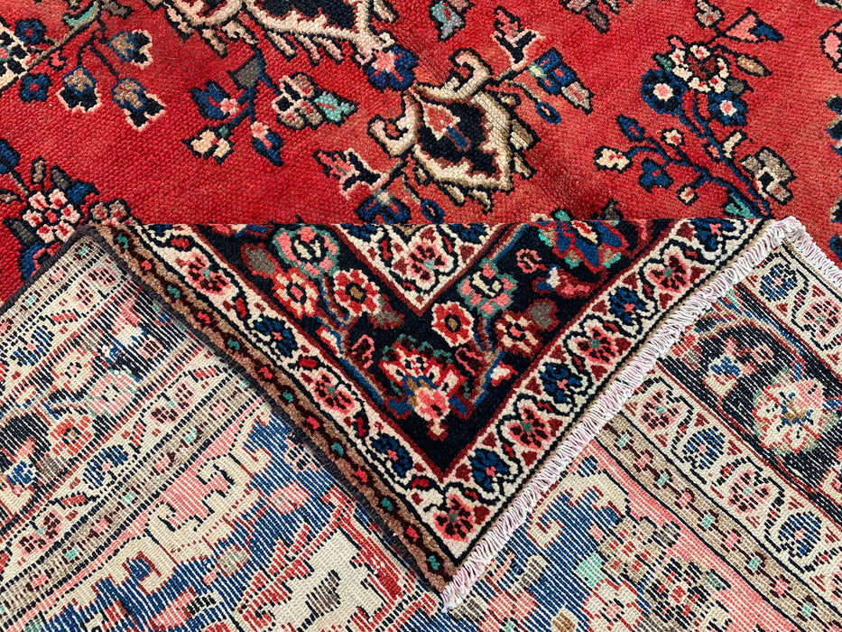 Handmade Persian Wool Area Rug 7x10 - Red, Blue & Ivory Floral Medallion Persian Style Rug - Exact Size 10'3" x 6'9" - KBHM-767