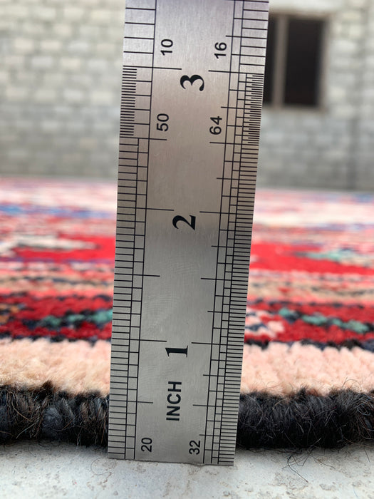 Handmade Persian Wool Area Rug 7x10 - Ivory, Red & Blue Floral Medallion Persian Style Rug - Exact Size 9'7" x 6'11" - KBHM-768