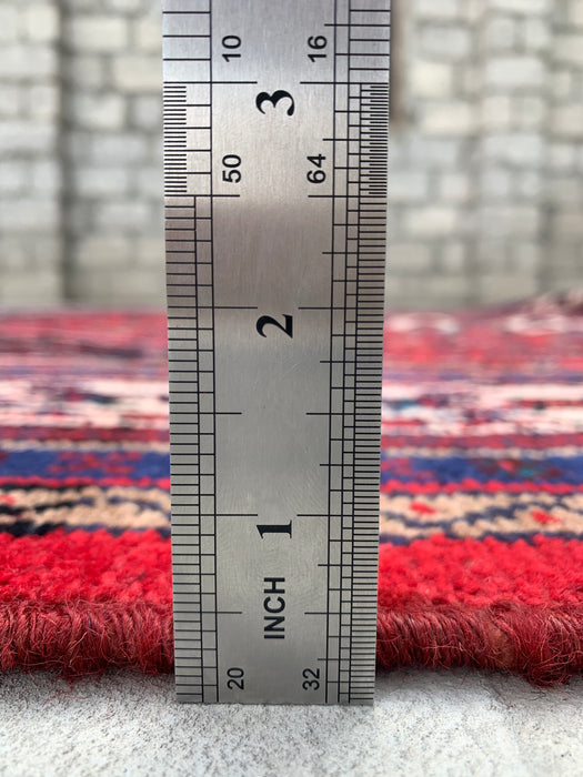 10'1" x 7'0" Hand-Knotted Persian Wool Rug – Red, Ivory & Navy Tribal Medallion Design – KBHM-769