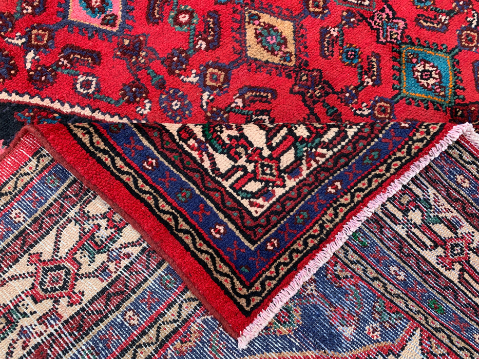10'1" x 7'0" Hand-Knotted Persian Wool Rug – Red, Ivory & Navy Tribal Medallion Design – KBHM-769