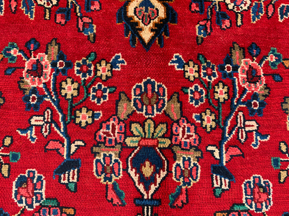 9'7" x 7'3" Hand-Knotted Persian Wool Rug – Red, Blue & Ivory Floral Medallion Design – KBHM-770