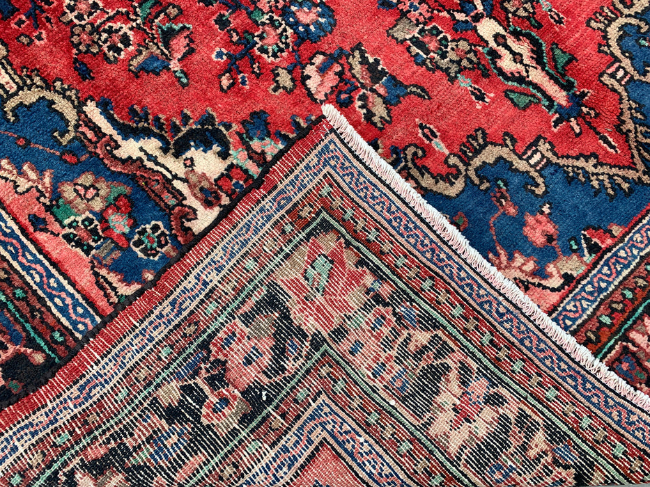 Handmade Persian Wool Area Rug 7x10 - Red, Blue & Ivory Floral Medallion Persian Style Rug - Exact Size 9'9" x 6'11" - KBHM-771