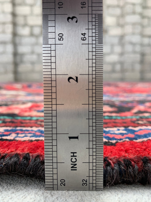 Handmade Persian Wool Area Rug 7x10 - Red, Blue & Ivory Floral Medallion Persian Style Rug - Exact Size 9'9" x 6'11" - KBHM-771
