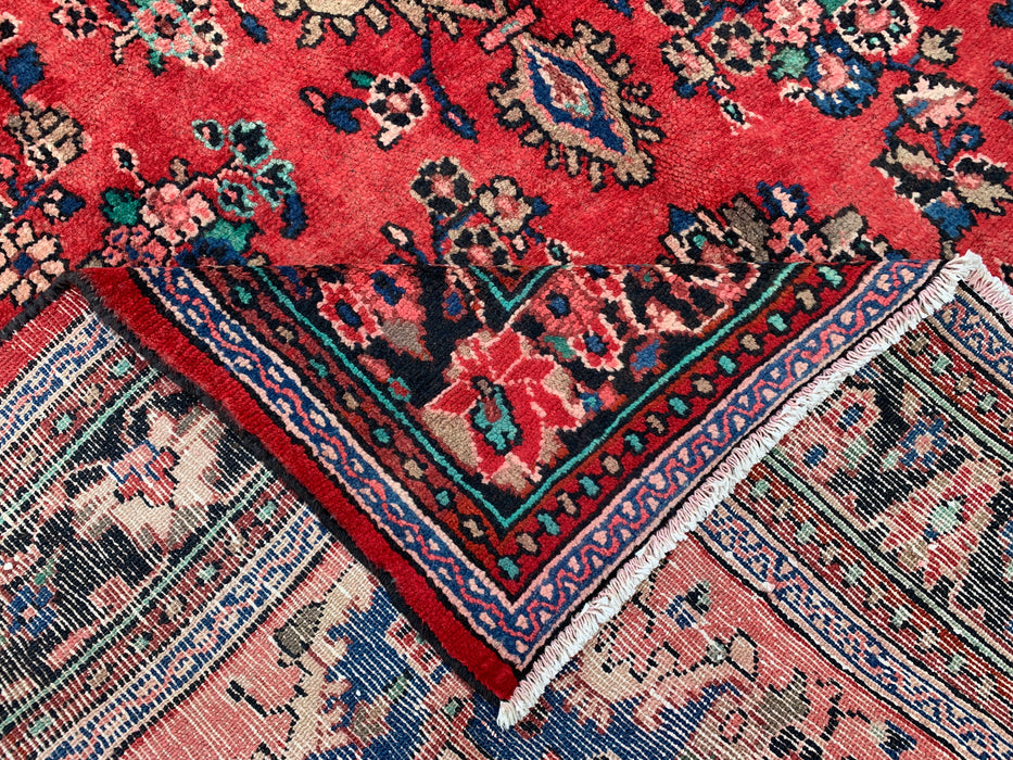 Handmade Persian Wool Area Rug 7x10 - Red, Blue & Ivory Floral Medallion Persian Style Rug - Exact Size 9'9" x 6'11" - KBHM-771