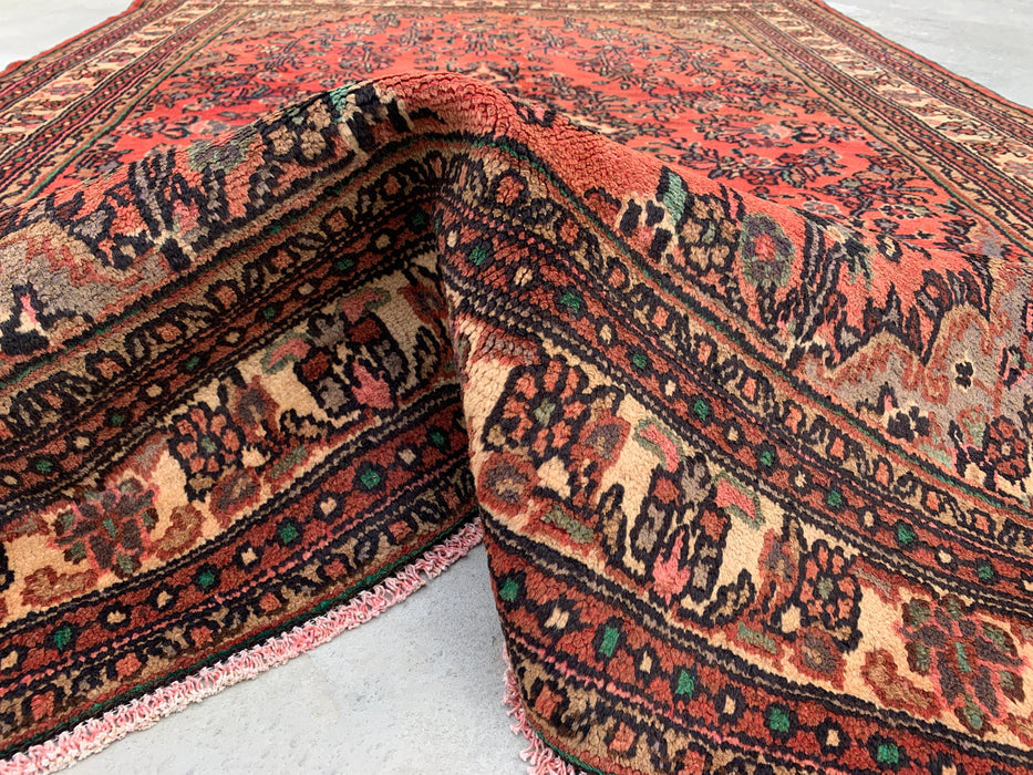 Handmade Persian Wool Area Rug 7x10 - Rose, Taupe & Ivory Vintage Floral Medallion Persian Style Rug - Exact Size 9'6" x 6'11" - KBHM-772