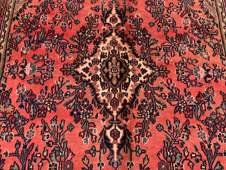 Handmade Persian Wool Area Rug 7x10 - Rose, Taupe & Ivory Vintage Floral Medallion Persian Style Rug - Exact Size 9'6" x 6'11" - KBHM-772