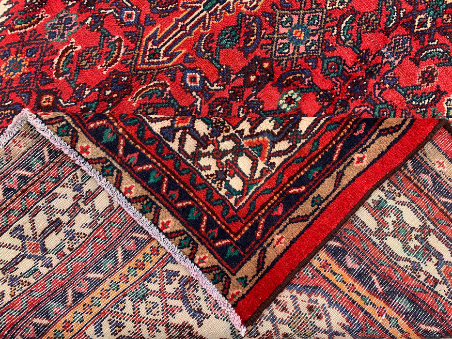 Handmade Persian Wool Area Rug 7x10 - Red, Ivory & Navy Tribal Medallion Persian Style Rug - Exact Size 9'11" x 7'0" - KBHM-773