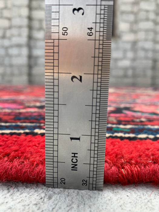 Handmade Persian Wool Area Rug 7x10 - Red, Navy & Ivory Floral Medallion Persian Style Rug - Exact Size 9'10" x 6'11" - KBHM-774