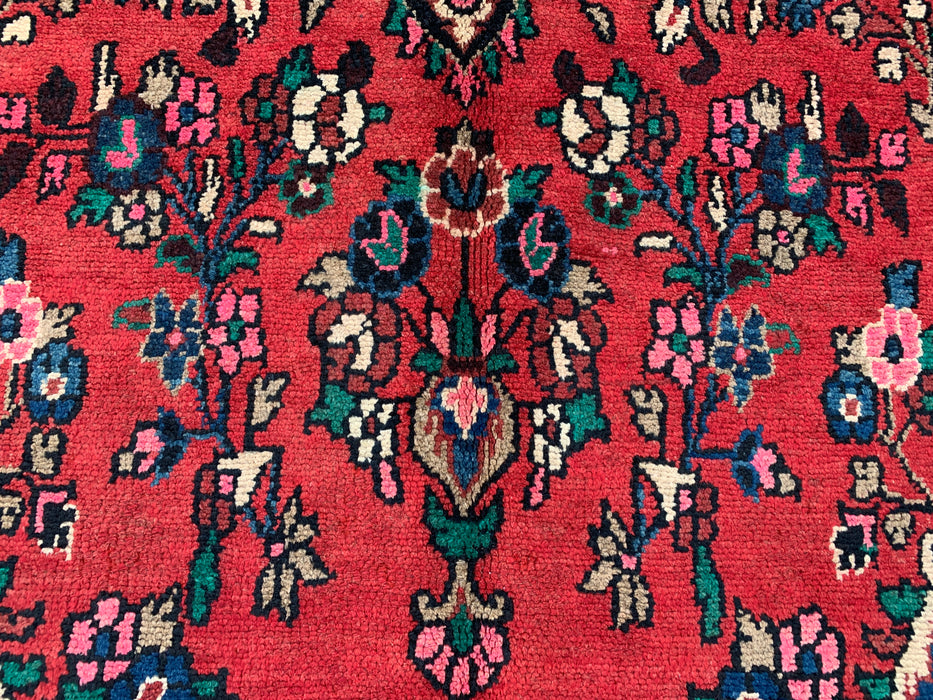 Handmade Persian Wool Area Rug 7x10 - Red, Navy & Ivory Floral Medallion Persian Style Rug - Exact Size 9'10" x 6'11" - KBHM-774
