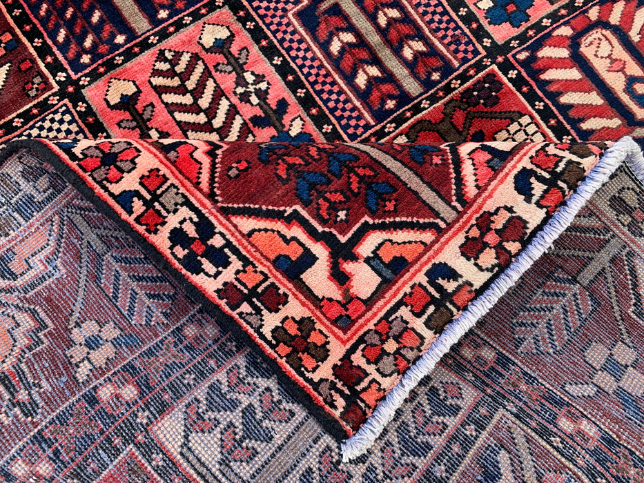 9'6" x 6'7" Hand-Knotted Persian Wool Rug – Red, Navy & Ivory Geometric Panel Design – KBHM-775