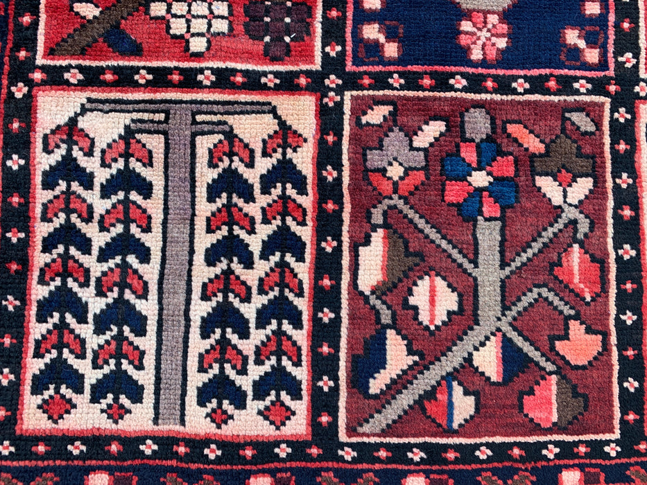 9'6" x 6'7" Hand-Knotted Persian Wool Rug – Red, Navy & Ivory Geometric Panel Design – KBHM-775