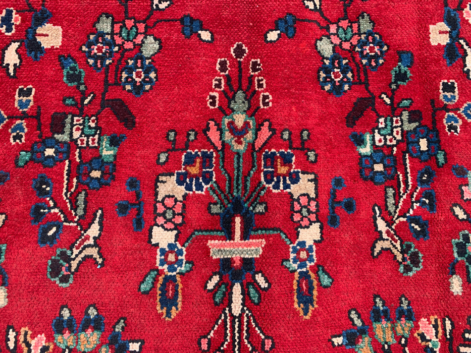 Handmade Persian Wool Area Rug 7x10 - Red, Blue & Ivory Floral Medallion Persian Style Rug - Exact Size 9'11" x 6'9" - KBHM-776