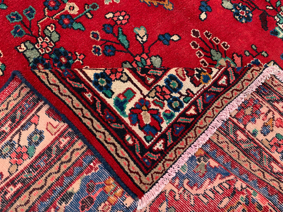 Handmade Persian Wool Area Rug 7x10 - Red, Blue & Ivory Floral Medallion Persian Style Rug - Exact Size 9'11" x 6'9" - KBHM-776