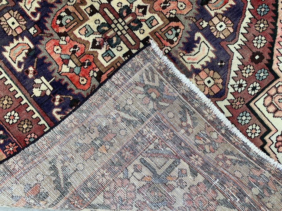 5'11" x 4'10" Hand-Knotted Persian Wool Rug – Ivory, Taupe & Plum Tribal Medallion Design – KBHM-779
