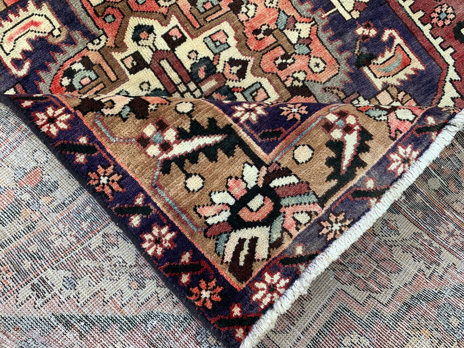 5'11" x 4'10" Hand-Knotted Persian Wool Rug – Ivory, Taupe & Plum Tribal Medallion Design – KBHM-779