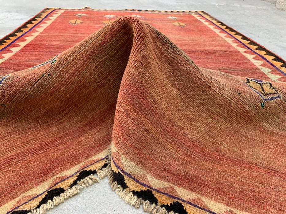 6'8" x 4'4" Hand-Knotted Persian Wool Rug – Terracotta Field with Tribal Geometric Motifs – KBHM-787