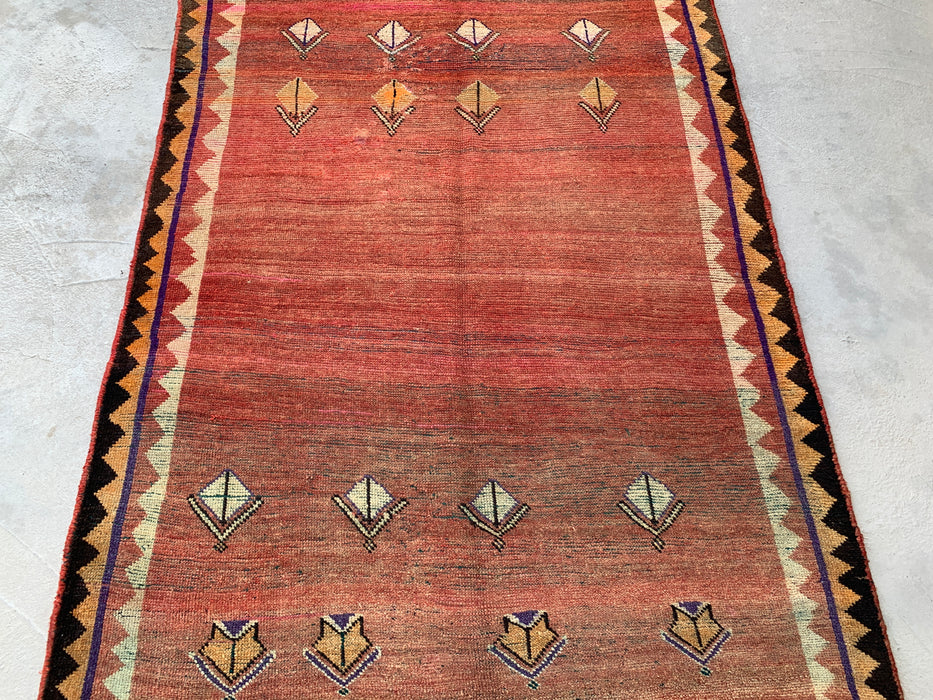 6'8" x 4'4" Hand-Knotted Persian Wool Rug – Terracotta Field with Tribal Geometric Motifs – KBHM-787