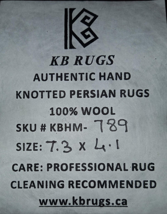 7'3" x 4'1" Hand-Knotted Persian Wool Rug – Ivory, Taupe & Brown Tribal Geometric Design – KBHM-789