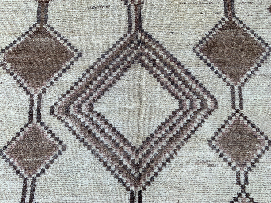 7'3" x 4'1" Hand-Knotted Persian Wool Rug – Ivory, Taupe & Brown Tribal Geometric Design – KBHM-789