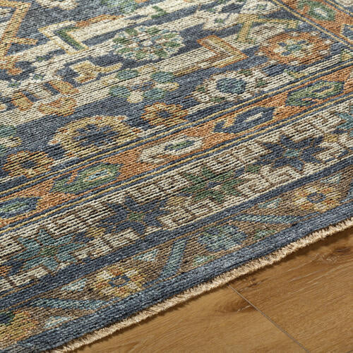Reign Handmade Wool & Viscose Rug — Gray & Amber Medallion Pattern | REG-2324