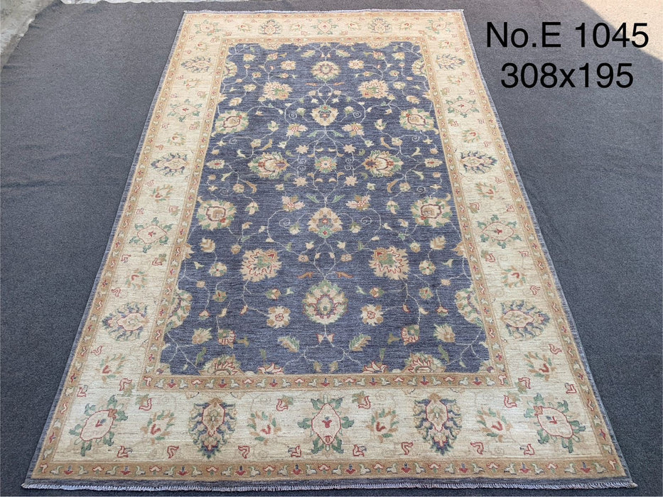 6’5 x 10’1 Blue & Beige Afghan Chobi Wool Rug