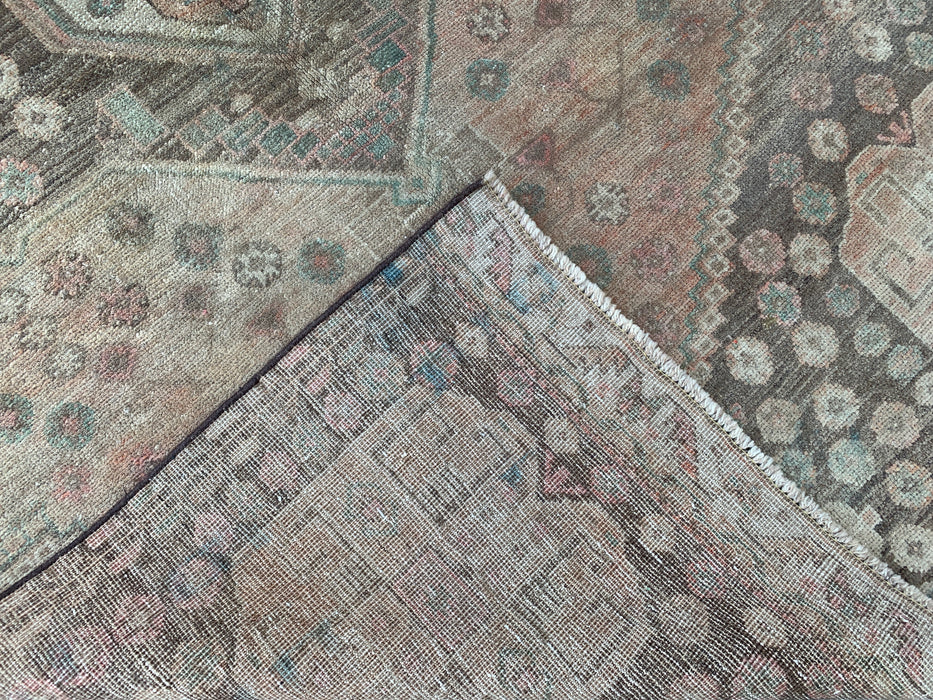 7'7" x 4'1" Hand-Knotted Persian Wool Rug – Beige, Taupe & Soft Blue Vintage Tribal Medallion Design – KBHM-790