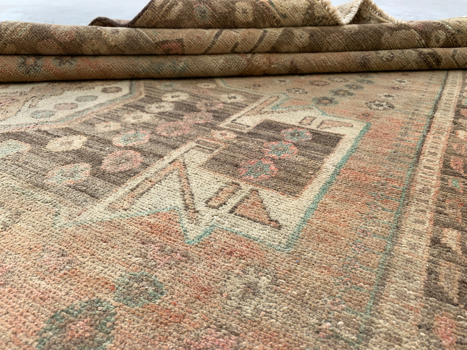 7'7" x 4'1" Hand-Knotted Persian Wool Rug – Beige, Taupe & Soft Blue Vintage Tribal Medallion Design – KBHM-790