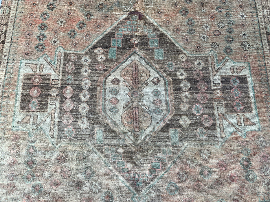 7'7" x 4'1" Hand-Knotted Persian Wool Rug – Beige, Taupe & Soft Blue Vintage Tribal Medallion Design – KBHM-790