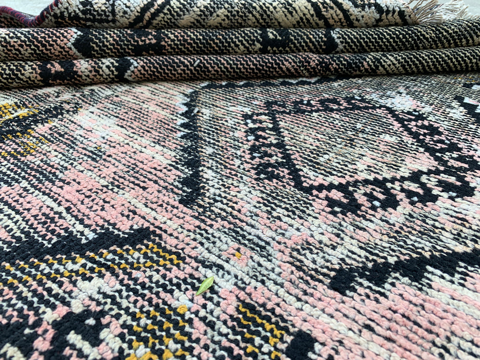7'2" x 4'6" Hand-Knotted Persian Wool Rug – Blush, Taupe & Charcoal Vintage Tribal Diamond Design – KBHM-793