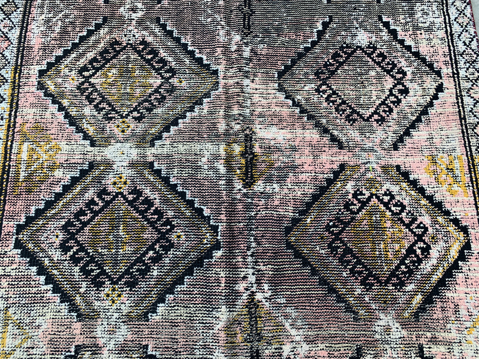 7'2" x 4'6" Hand-Knotted Persian Wool Rug – Blush, Taupe & Charcoal Vintage Tribal Diamond Design – KBHM-793