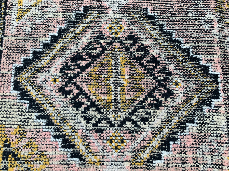 7'2" x 4'6" Hand-Knotted Persian Wool Rug – Blush, Taupe & Charcoal Vintage Tribal Diamond Design – KBHM-793