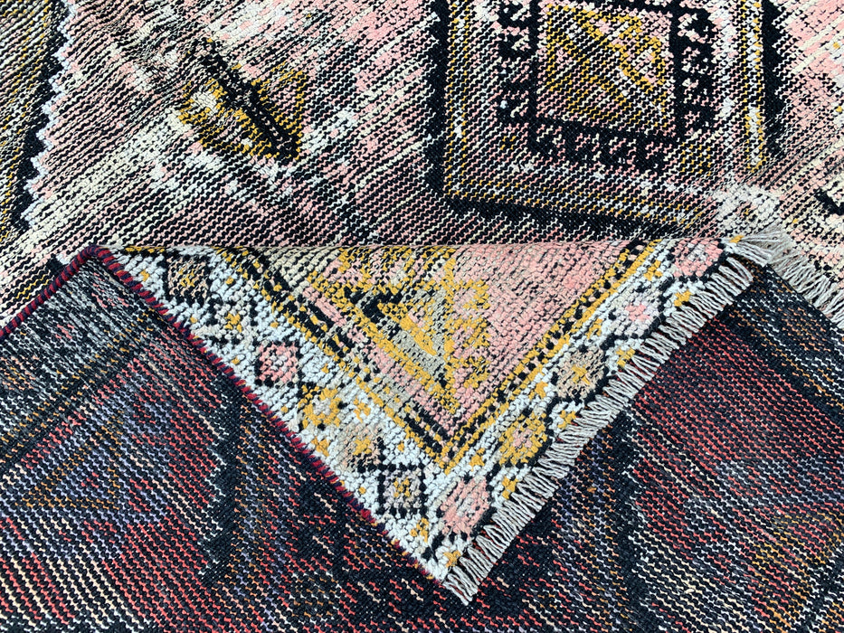 7'2" x 4'6" Hand-Knotted Persian Wool Rug – Blush, Taupe & Charcoal Vintage Tribal Diamond Design – KBHM-793